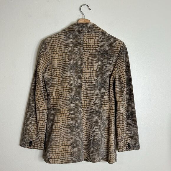 Vtg cache ladies 100% leather suede snake print double closure blazer size 2 - Picture 7 of 11
